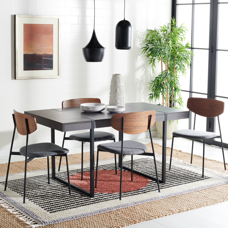 Table de salle à manger 59,06 po Theertha, Noir, Gris anthracite