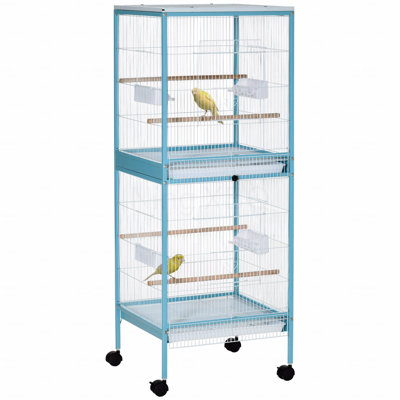 Grande cage à oiseaux avec 1,7 pi Largeur pour envergure, volière d'oiseaux d'intérieur avec conception à portes multiples, convient pour un canari, pinson, conure, 55 po