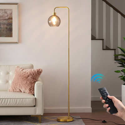 Modern 67" Glass Arc Floor Lamp With Remote Control, Bulb Included