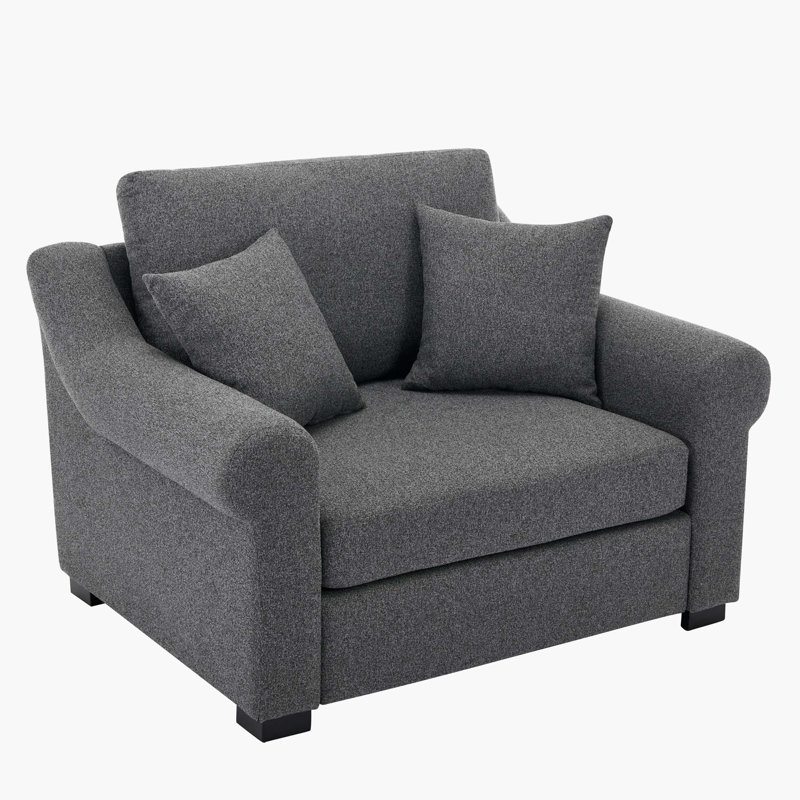 Chenille Oversized Armchair, Gray Chenille, 40.2" H x 44.5" W x 36.2" D