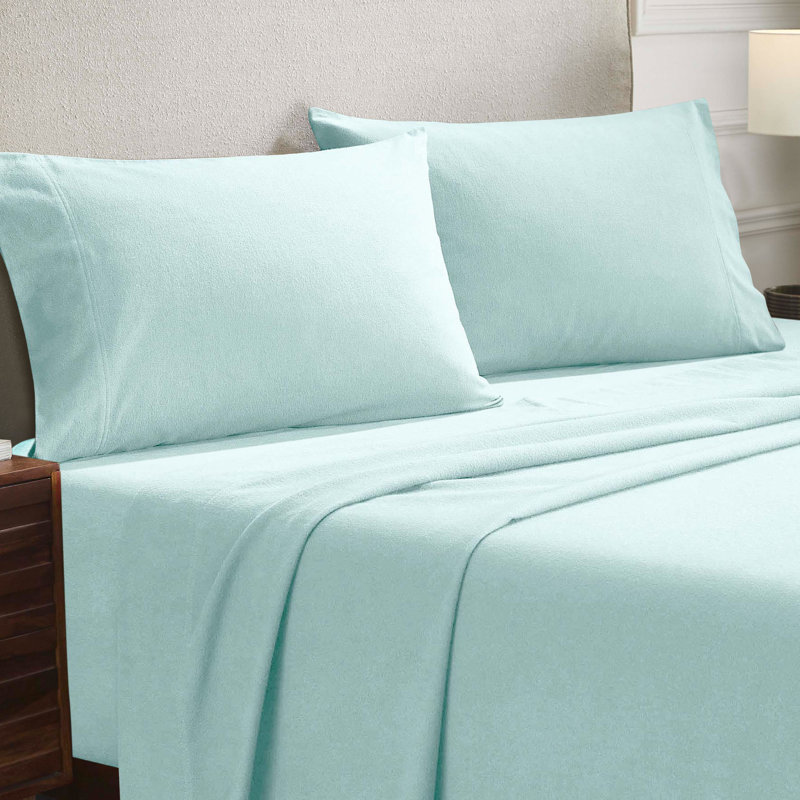Ensemble de taies d'oreiller en flanelle de coton toutes saisons, Bleu clair, Standard