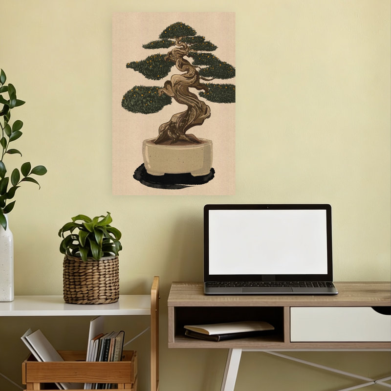 «Serene Japanese Bonsai», reproduction d'art murale contemporaine, H 18 po x l 12 po