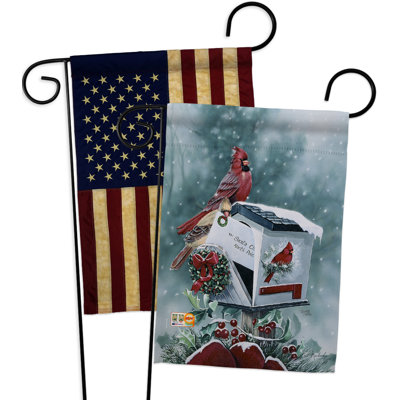 Ensemble de 2 drapeaux de jardin décoratifs en polyester 19 po x 13 po cardinals d’impressions cardinales
