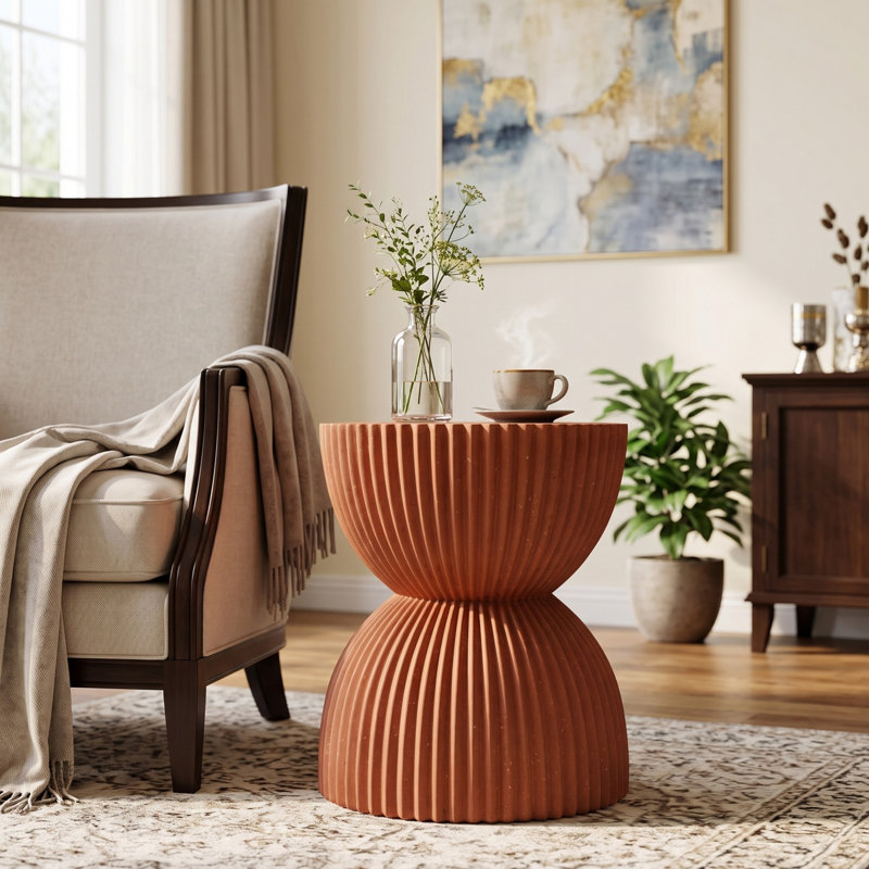 Concrete Top End Table, Orange*Orange