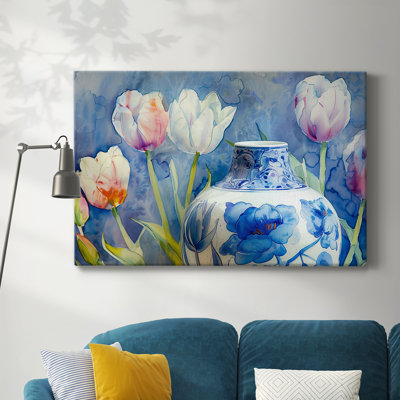 FLORAL CXLVII - Toile tendue avec châssis Premium - Prêt à être accroché