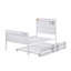 Lit plateforme simple blanc avec structure en métal et tête de lit moderne-963350675