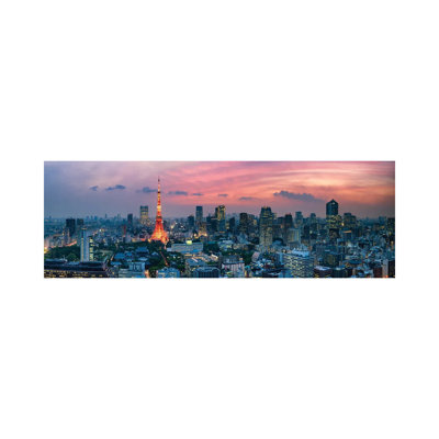 Tokyo Skyline Panorama With View Of Tokyo Tower by Jan Becke - Wrapped Canvas Panoramic Print