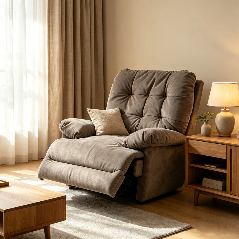 Fauteuil inclinable moderne en similicuir taupe