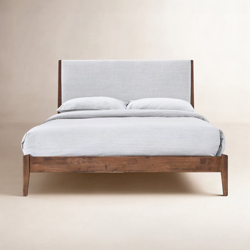 Javi Upholstered Platform Bed, Full, Walnut