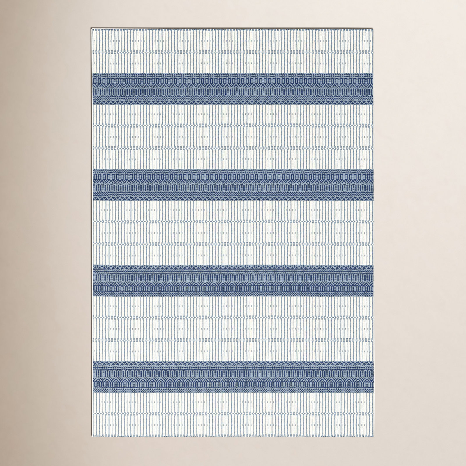 Danforth Blue Indoor/Outdoor Rug, Rectangle 5'3" x 7'