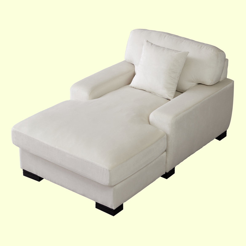 Très grand canapé-lit moderne avec coussin Mid-Century, Velours crème, 29.9" H x 39.8" W x 59.8" D