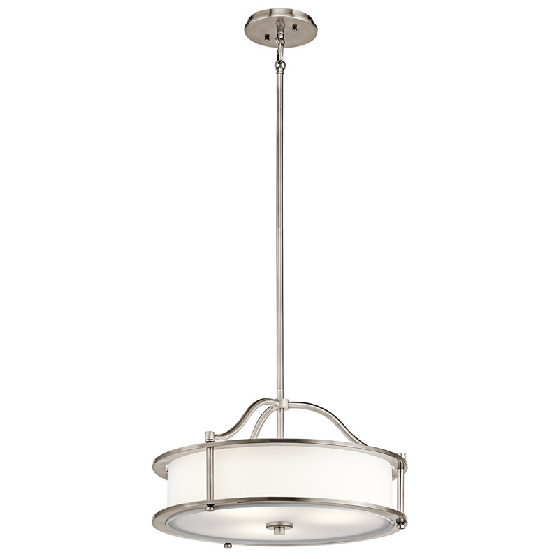 Kelia 4 - Light Classic Pewter Drum Pendant, Classic Pewter