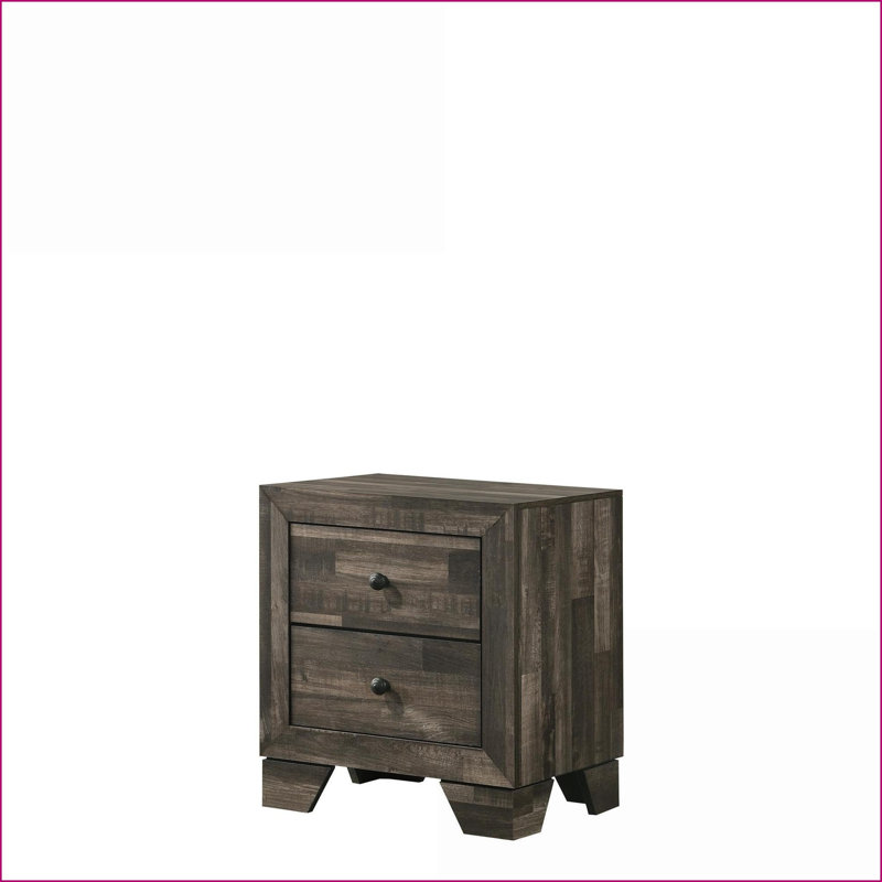 Table de chevet à 2 tiroirs Rustic, Brun