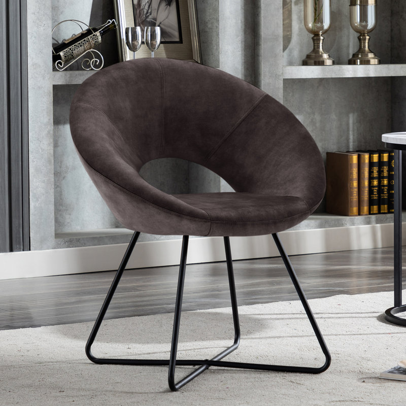 Sima Upholstered Accent Chair, Brown Polyester Blend