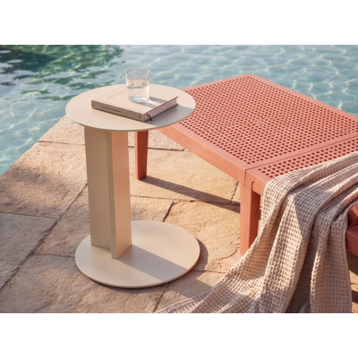 VANZAGO Round Steel Outdoor Side Table - 40 cm W 40 cm D