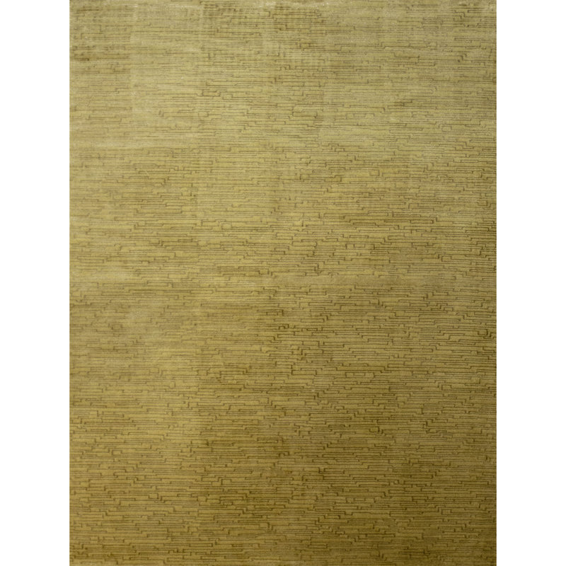 Hand Knotted Area Rug in Gold, Rectangle 6' x 9'