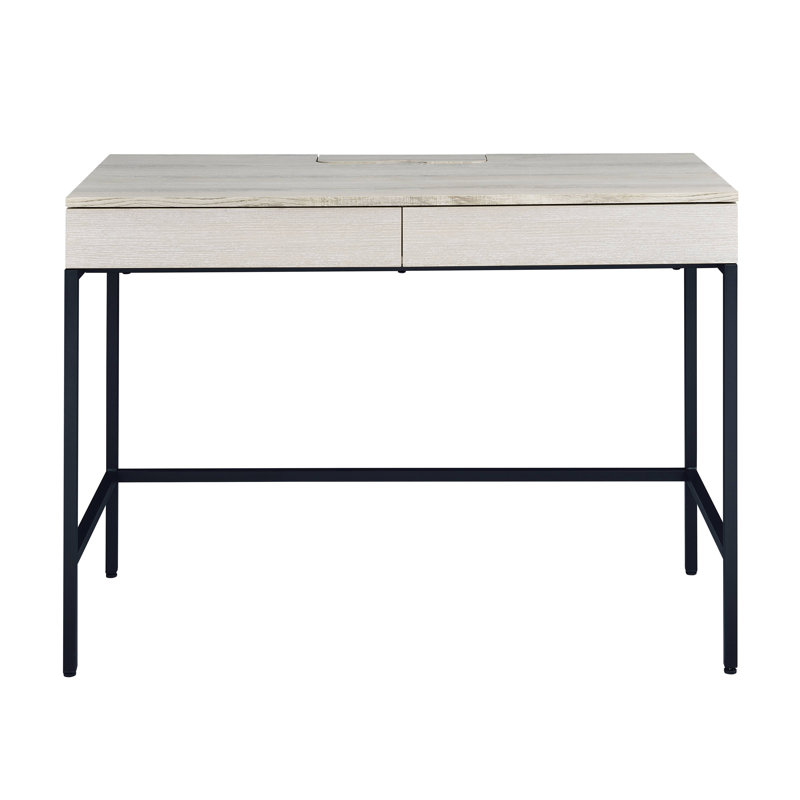 Bureau d'écriture - Finition bois naturel et noir avec 2 tiroirs de rangement | Idée de cadeau