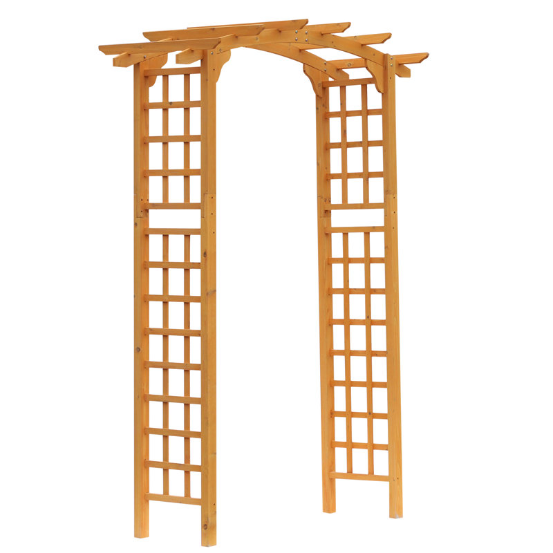 7.5FT Wood Garden Arch Trellis, Yellow