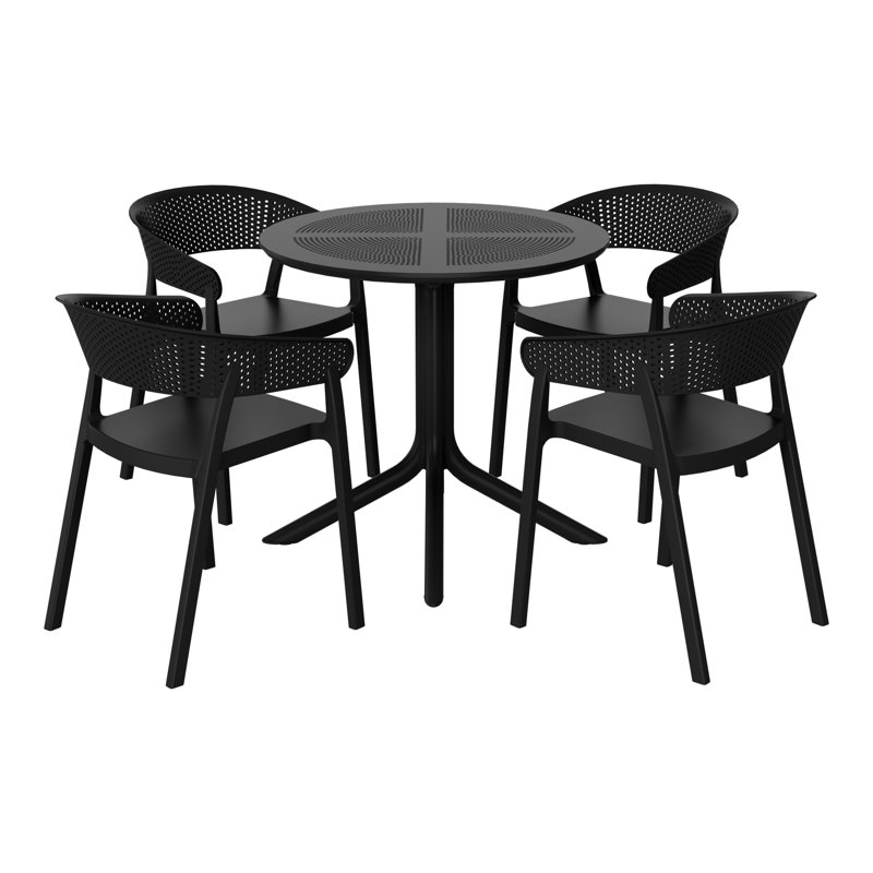 Ensemble repas extérieur pour 4 personnes, Noir