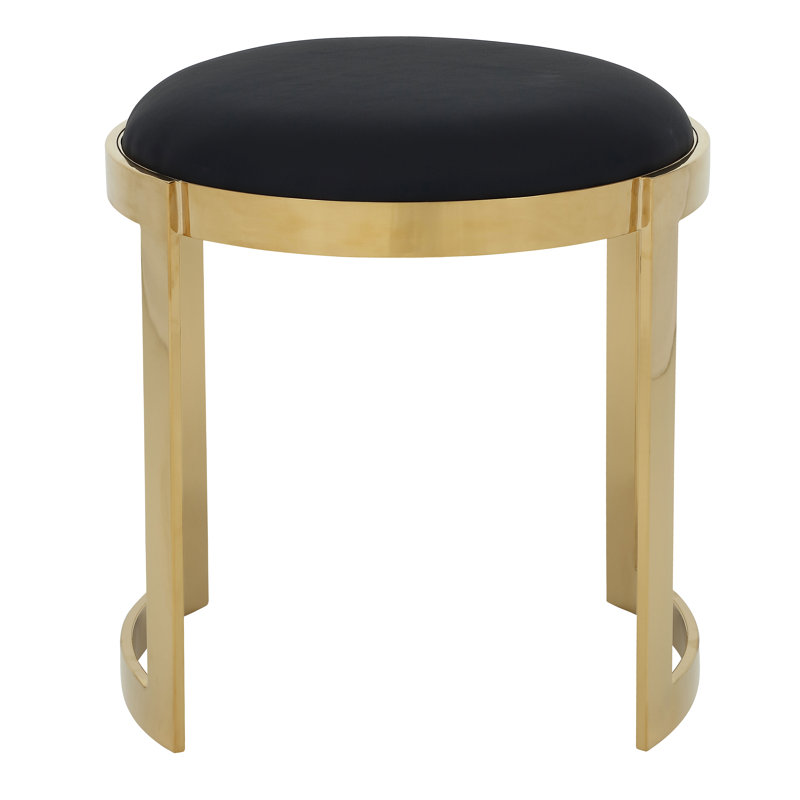 Nouri Metal Accent Stool, Gold, Black Faux Leather