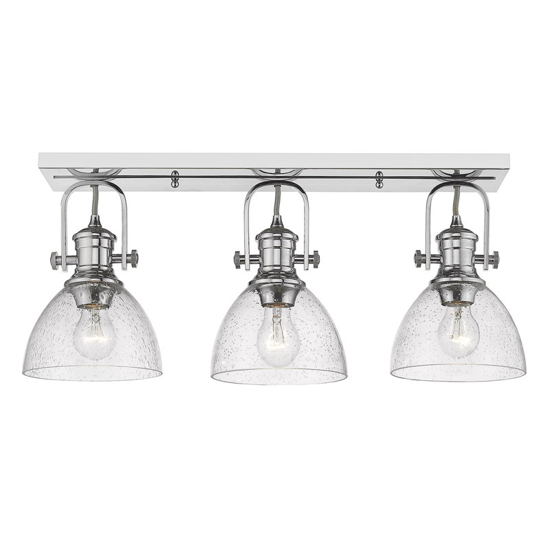 Bales Glass Semi Flush Mount, Seeded Glass, Chrome