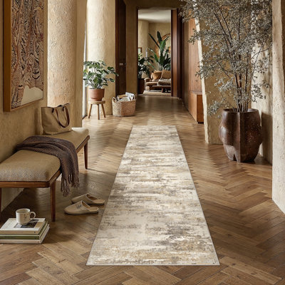 Sarah Modern Abstract Machine Washable Area Rug with Non-Slip Backing