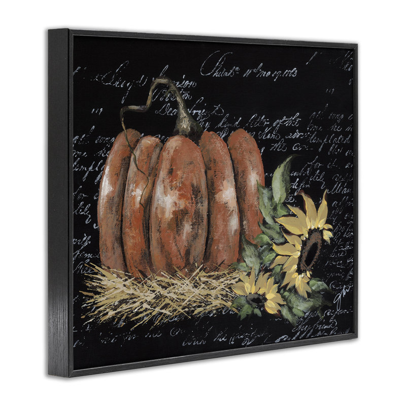 «Autumn Country Pumpkin», art de la giclée encadrée par Julie Norkus, Giclée encadrée noir minuit, H 16 po x l 20 po