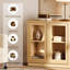 Armoire d'appoint moderne avec 2 portes en verre, commode d'appoint multifonctionnelle avec grand rangement et tablette réglable-235670845