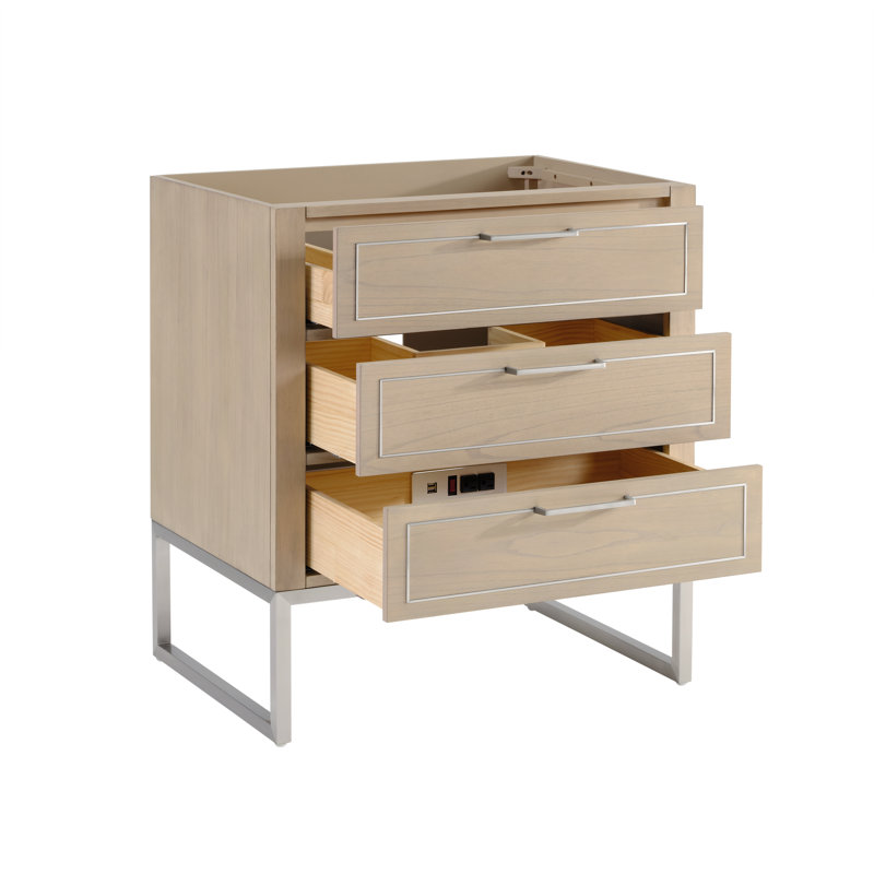 Markham 30'' W Single Vanity, Cashmere Gray, White Quartz, Brushed Nickel