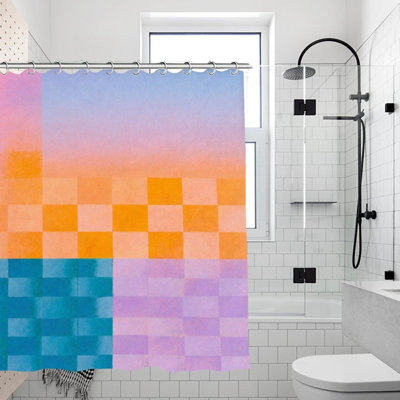 Rideaux de douche à carreaux pastel, l 71 po x 71 po