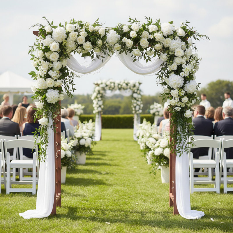 Tonnelle en bois en forme d'arche de mariage en bois pour pergola de jardin, 85" H x 63" W x 26" D, Brun