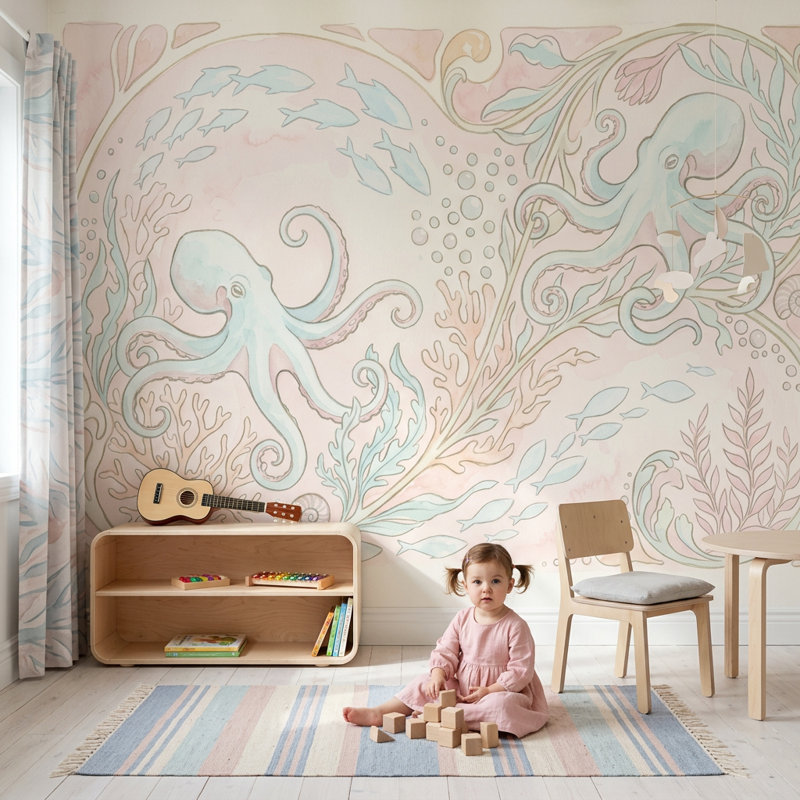Décoration murale amovible Octopus, Non tissé, 200 po x 120 po
