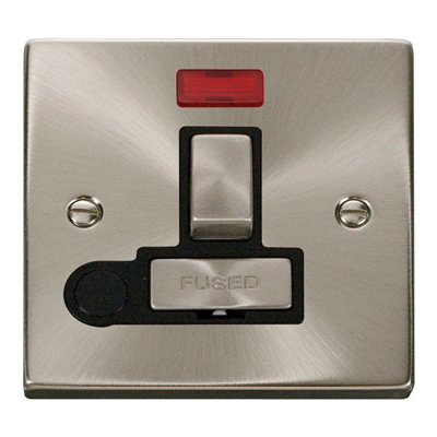 Satin / Brushed Chrome 13A Fused Ingot Connection Unit Switched With Neon With Flex