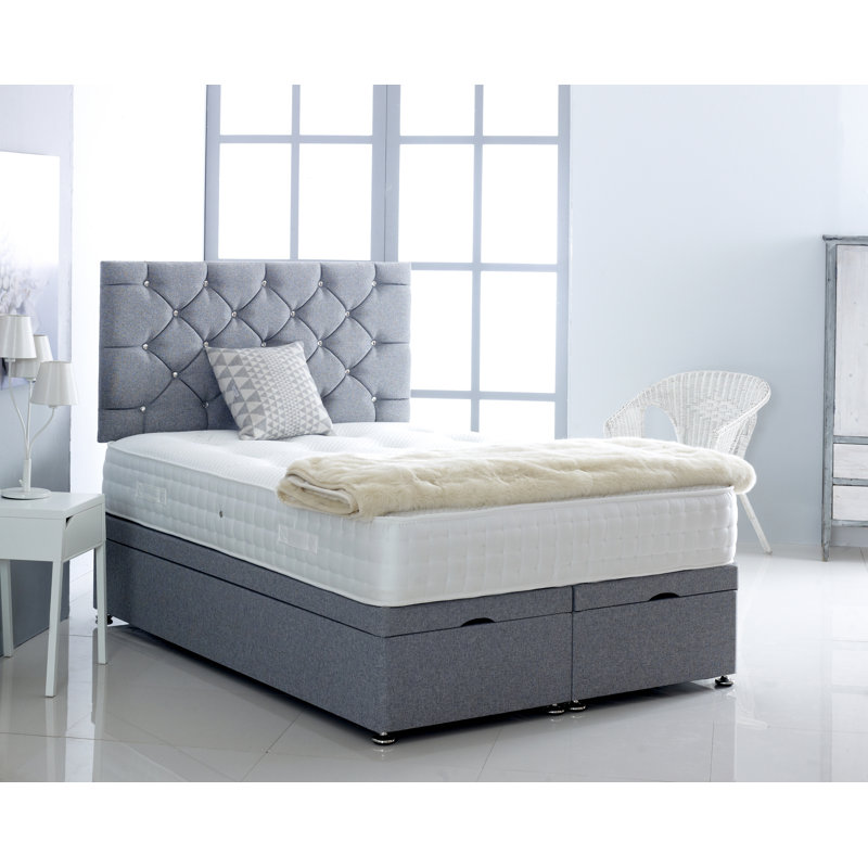 Fielder Upholstered Ottoman Storage Bed, Super King (6'), Silver
