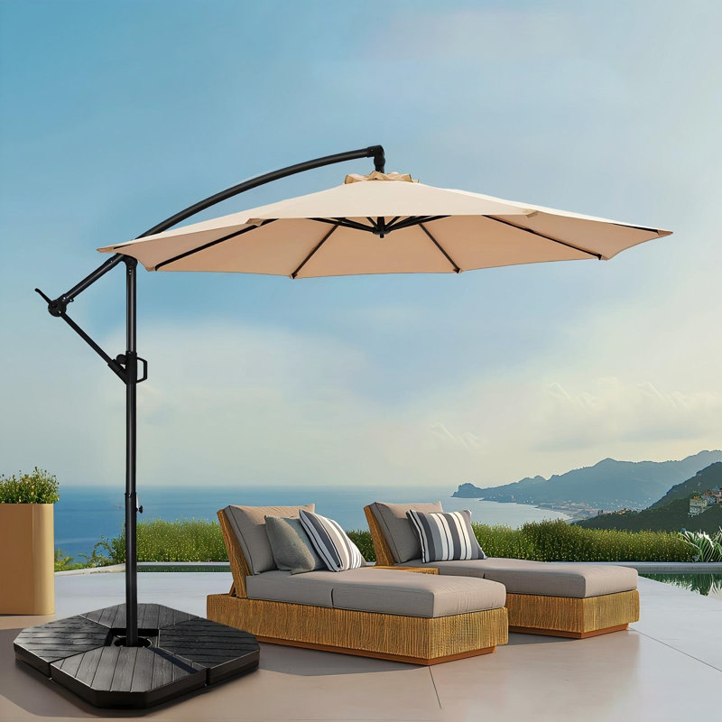 Base de parasol de patio en PEHD de qualité supérieure, base de support de parasol de 225 lb, Café