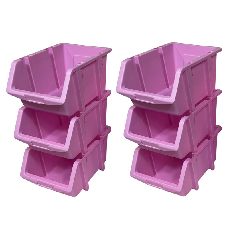 Henriha Stacking Plastic Bin Set, Lavender