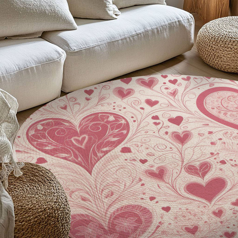 Tapis tressé rose doux, Rond 5 pi