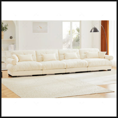 Oversized Modular Velvet Sectional Sofa Couch With Movable Ottoman