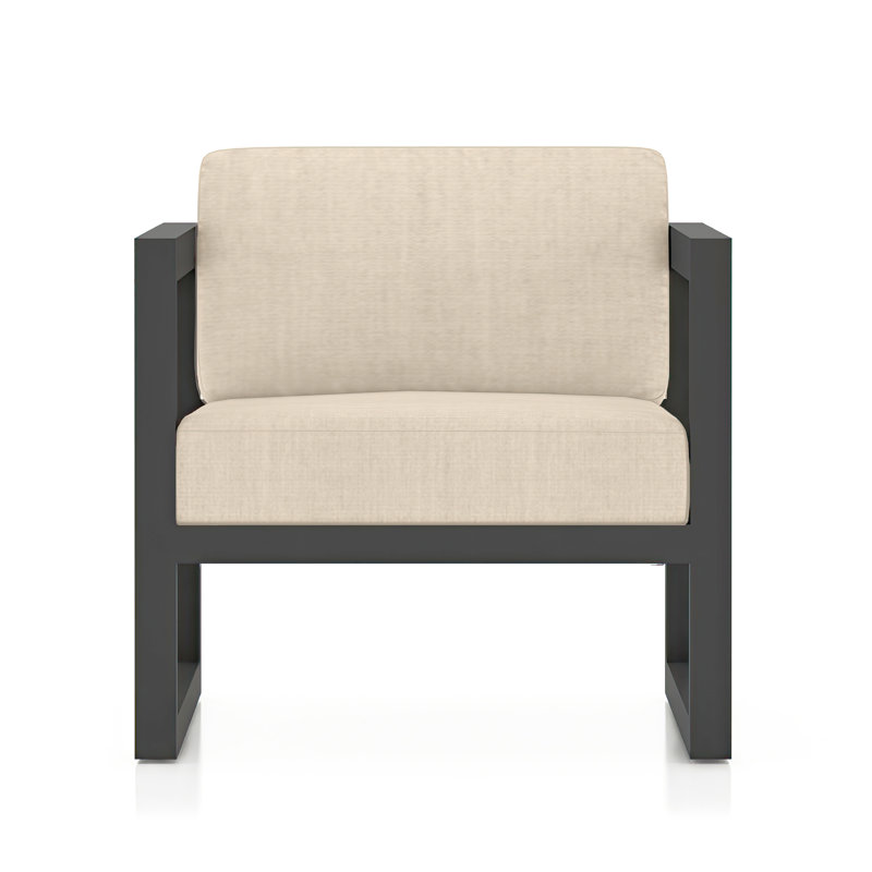 Avion 3 Piece Sofa Seating Group with Sunbrella Cushions, Canvas Flax Sunbrella® Canvas, Slate Gray
