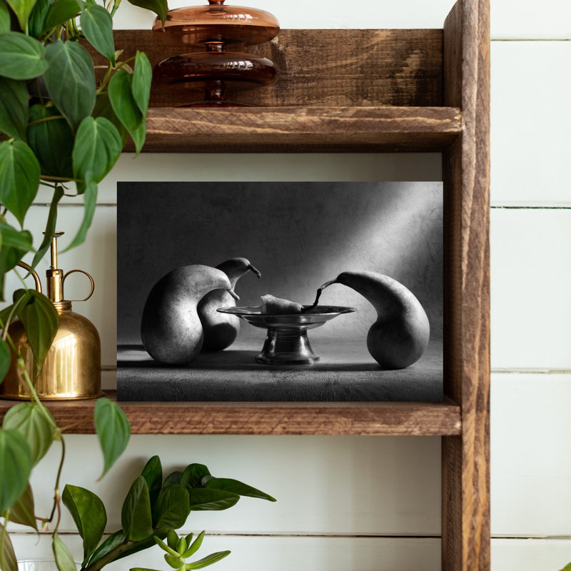 Curious Pears Still Life Classic Dramatic Surreal Fruit Wall Art Print by Victoria Glinka - Print, 30.48cm H x 45.72cm W