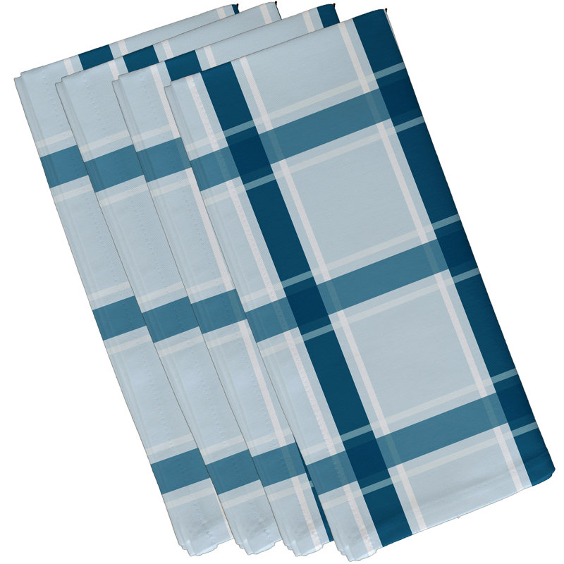 Ensemble de serviettes géométriques 4 pièces Abigail, L 18 po x L 18 po, Bleu clair / bleu sarcelle