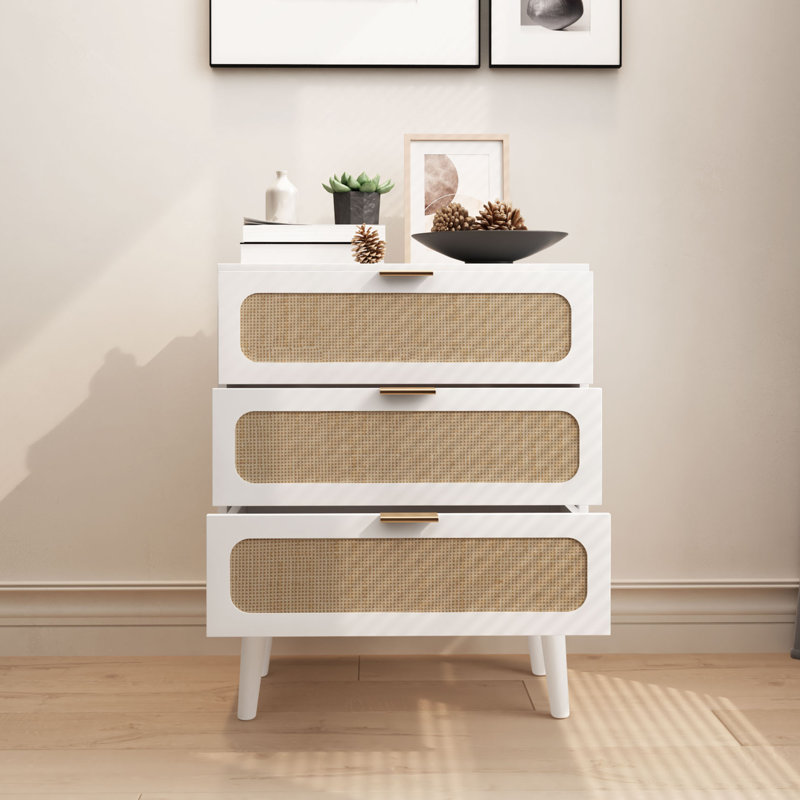 Commode 3 tiroirs l 23,6 po Wayment, Blanc