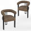 Ensemble de 2 chaises de salle à manger rembourrées avec accoudoirs et structure en métal-559517417