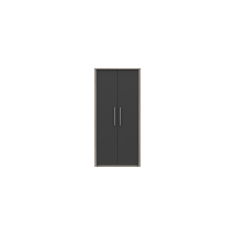 Colville 2 Door Manufactured Wood Wardrobe, Grey Oak/Graphite Gloss