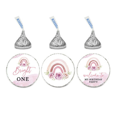 Paquet de 240 autocollants floraux arc-en-ciel chocolat pour bisous, pour enfants, fête d'anniversaire