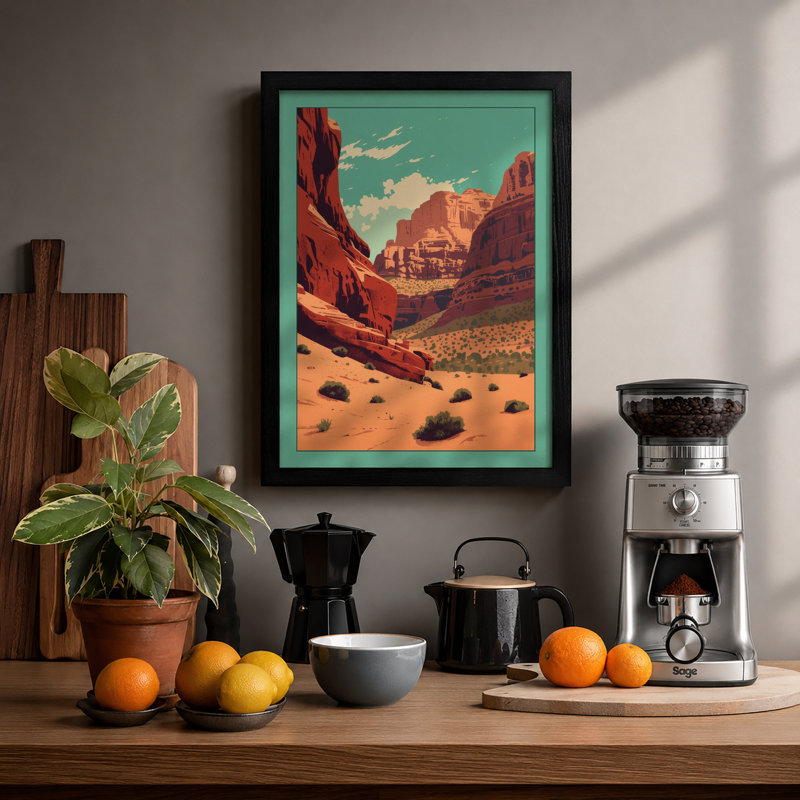 Canyon at Horizon Modern - Framed Print, A3 - 42.0 x 29.7 cm, Black