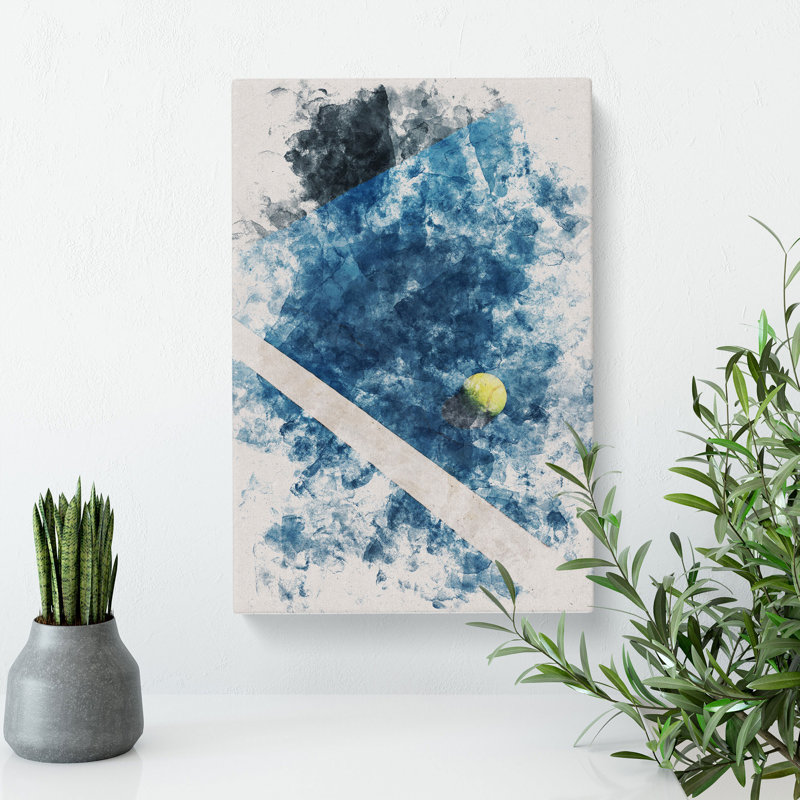 The Tennis Court Watercolour - Wrapped Canvas, 60cm H x 40cm W x 3cm D