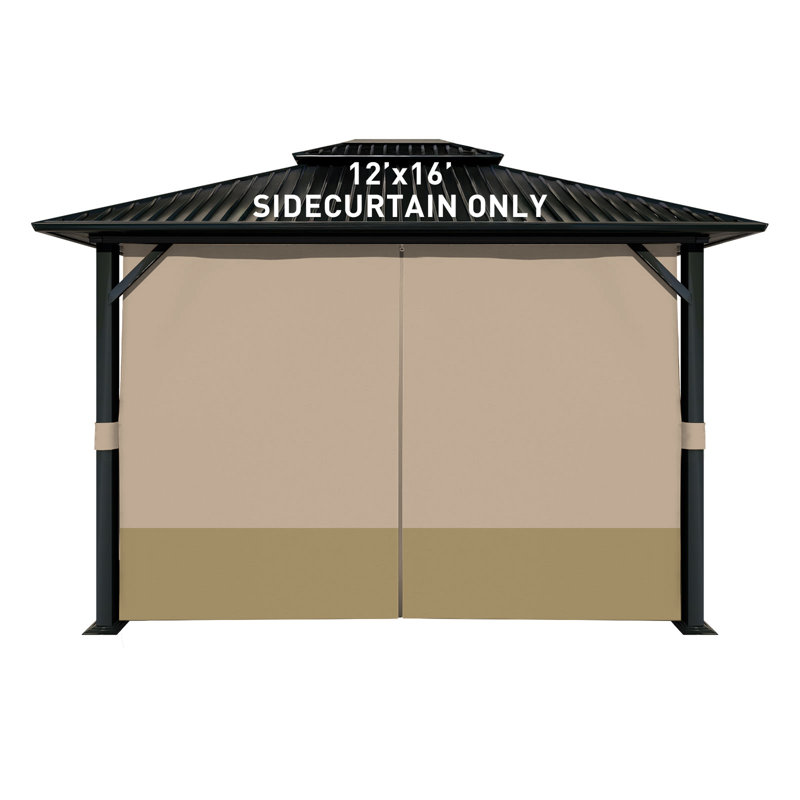 Aoodor Replacement 4-Panel Gazebo Sidewall Curtains, 82.7" H x 144" W x 192" D, Sand Yellow and Khaki