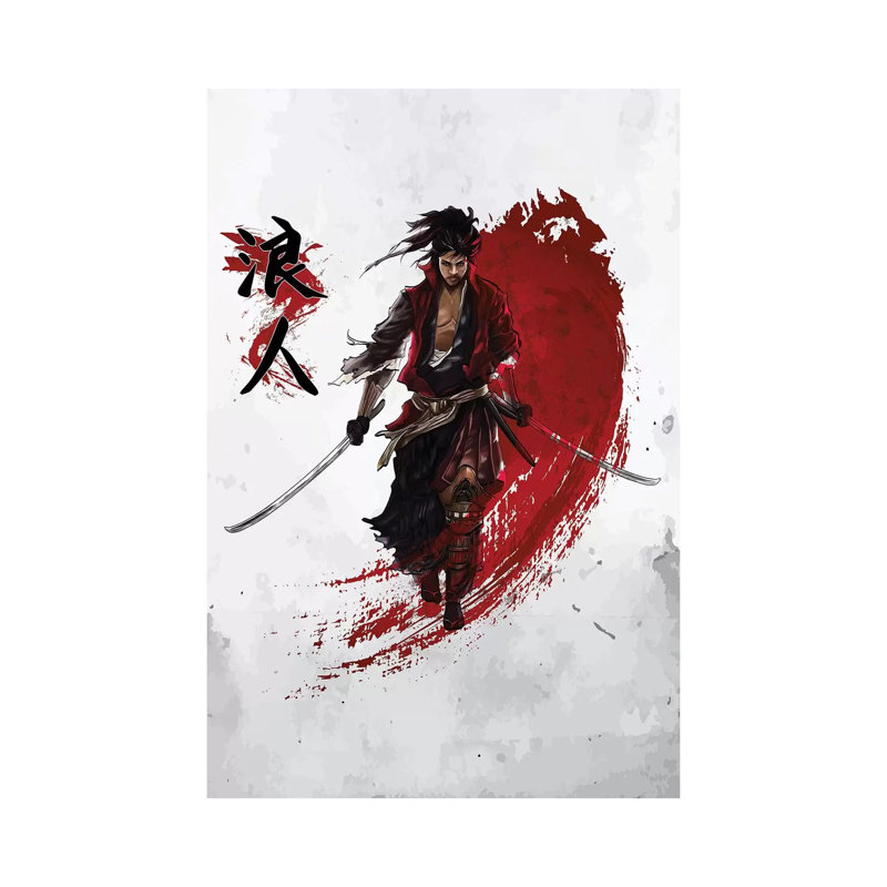 «Ronin Samurai» par Cornélin, reproduction d'art sur toile tendue, H 18 po x l 12 po x 1,5 po