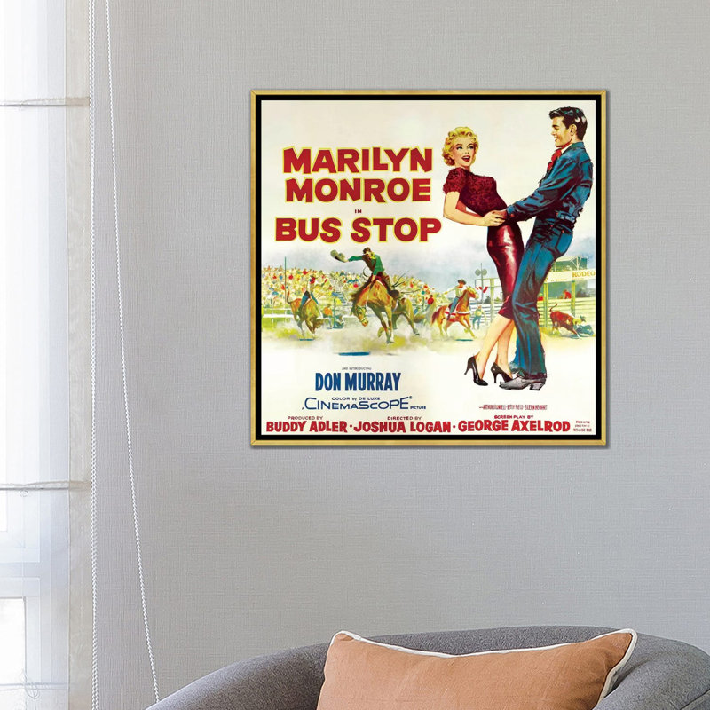 Bus Stop (Rodeo Scene) - Advertisements Print, No Matte, 26" H x 26" W x 1.5" D, Gold Framed Canvas